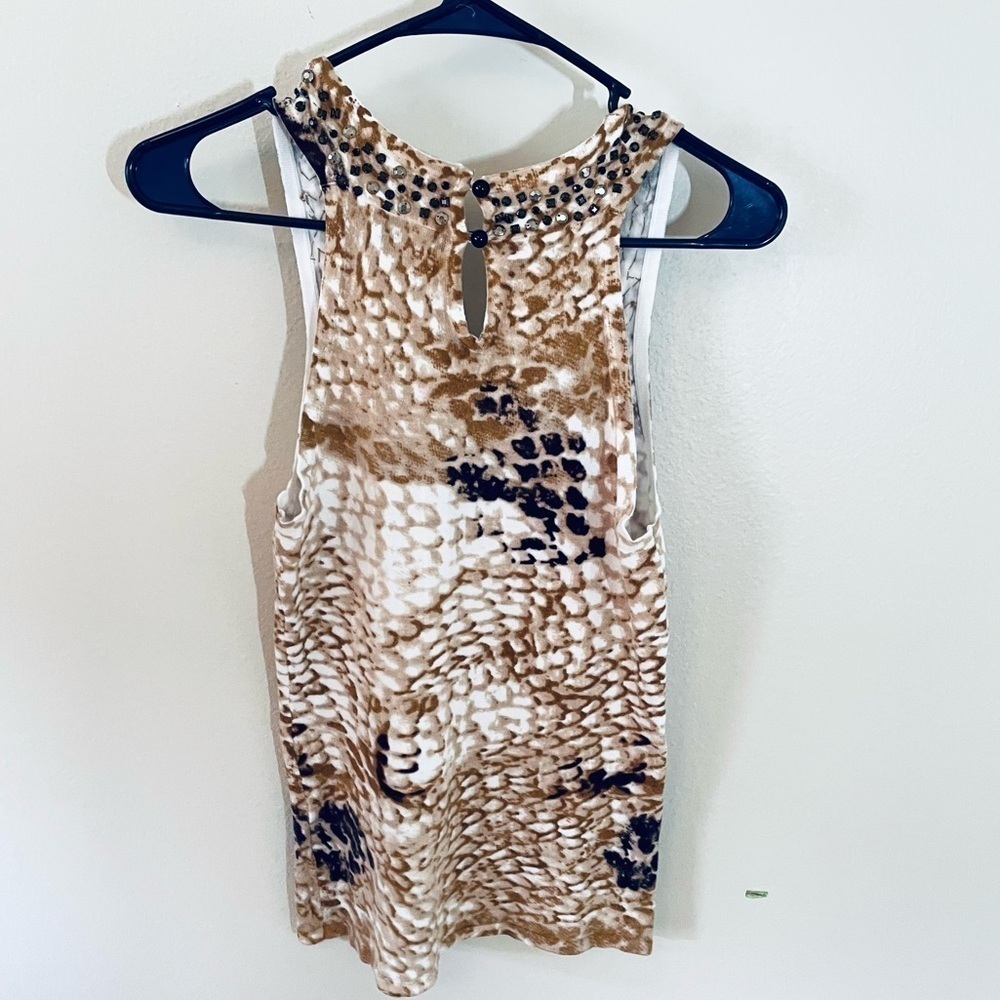 Cache Women's Sleeveless Snakeskin Print Beaded Tank - Size XS - Picture 11 of 12